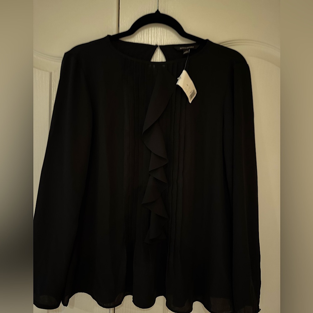 Banana Republic Black ruffle blouse, size small